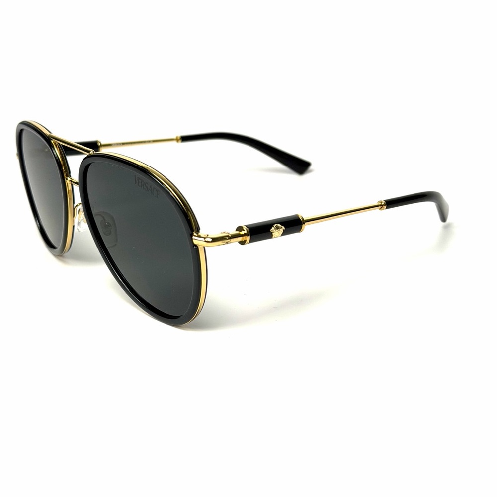 Versace Mod 2260 1002/87 Black Gold Aviator Pilot Authentic New - Picture 5 of 13